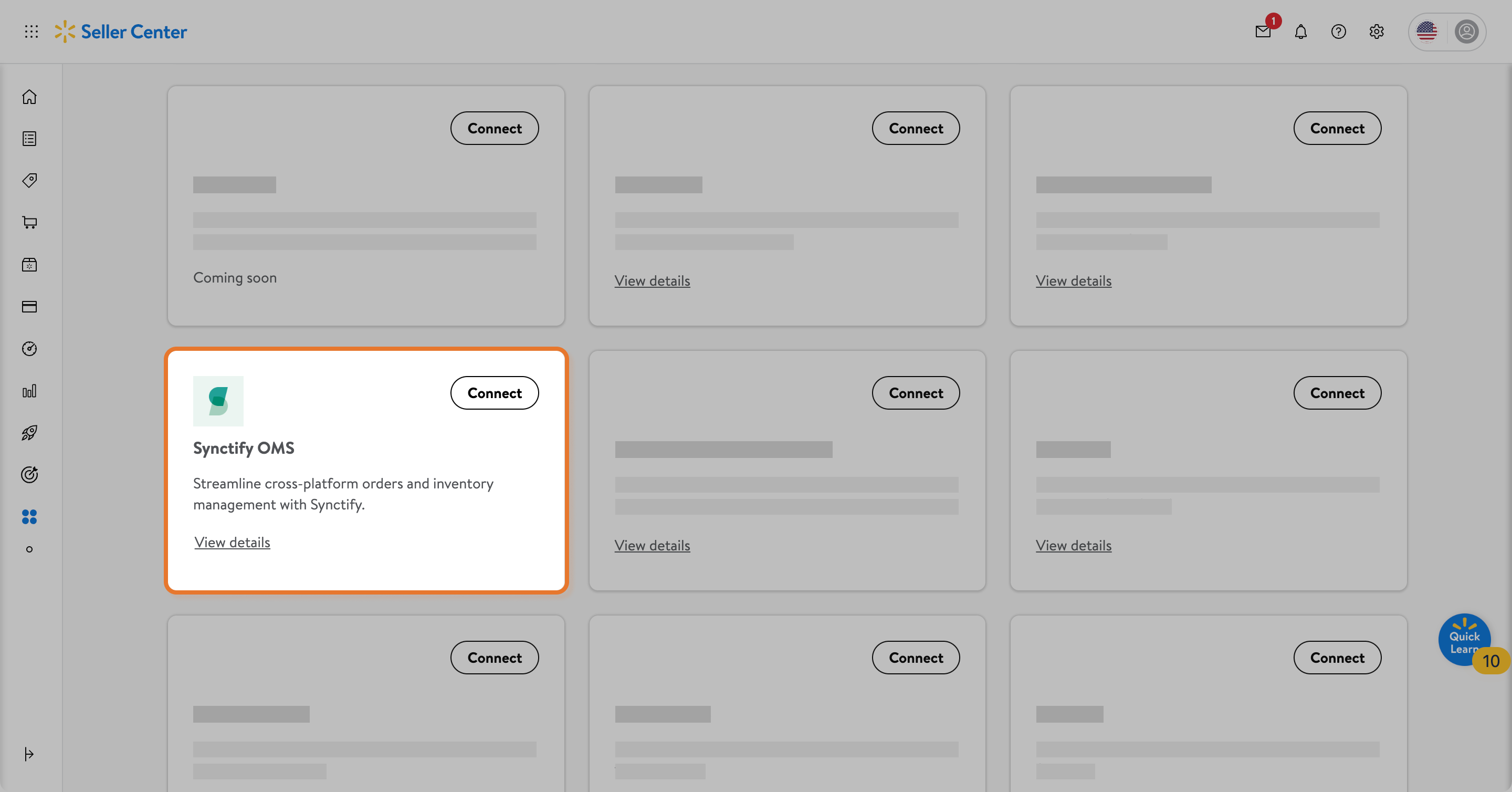 Walmart Seller Center Screenshot